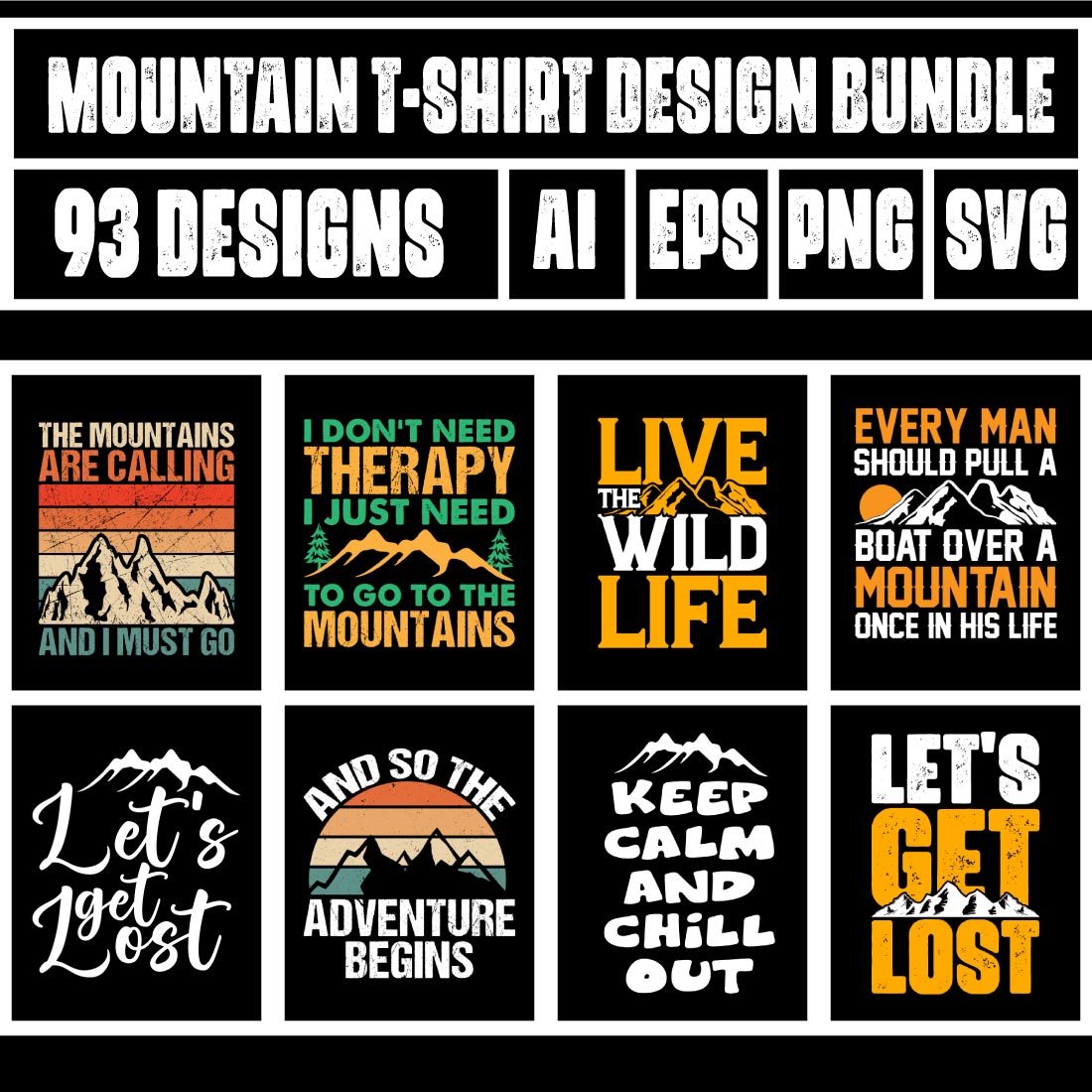 Mountain T-shirt Design Bundle 2 cover image.