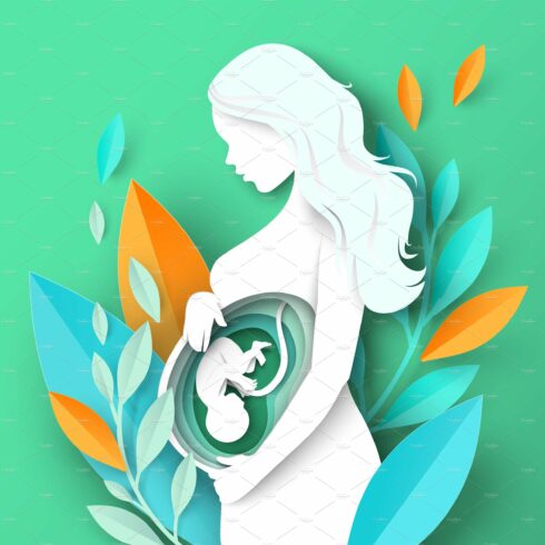 Pregnant woman with baby fetus paper cover image.