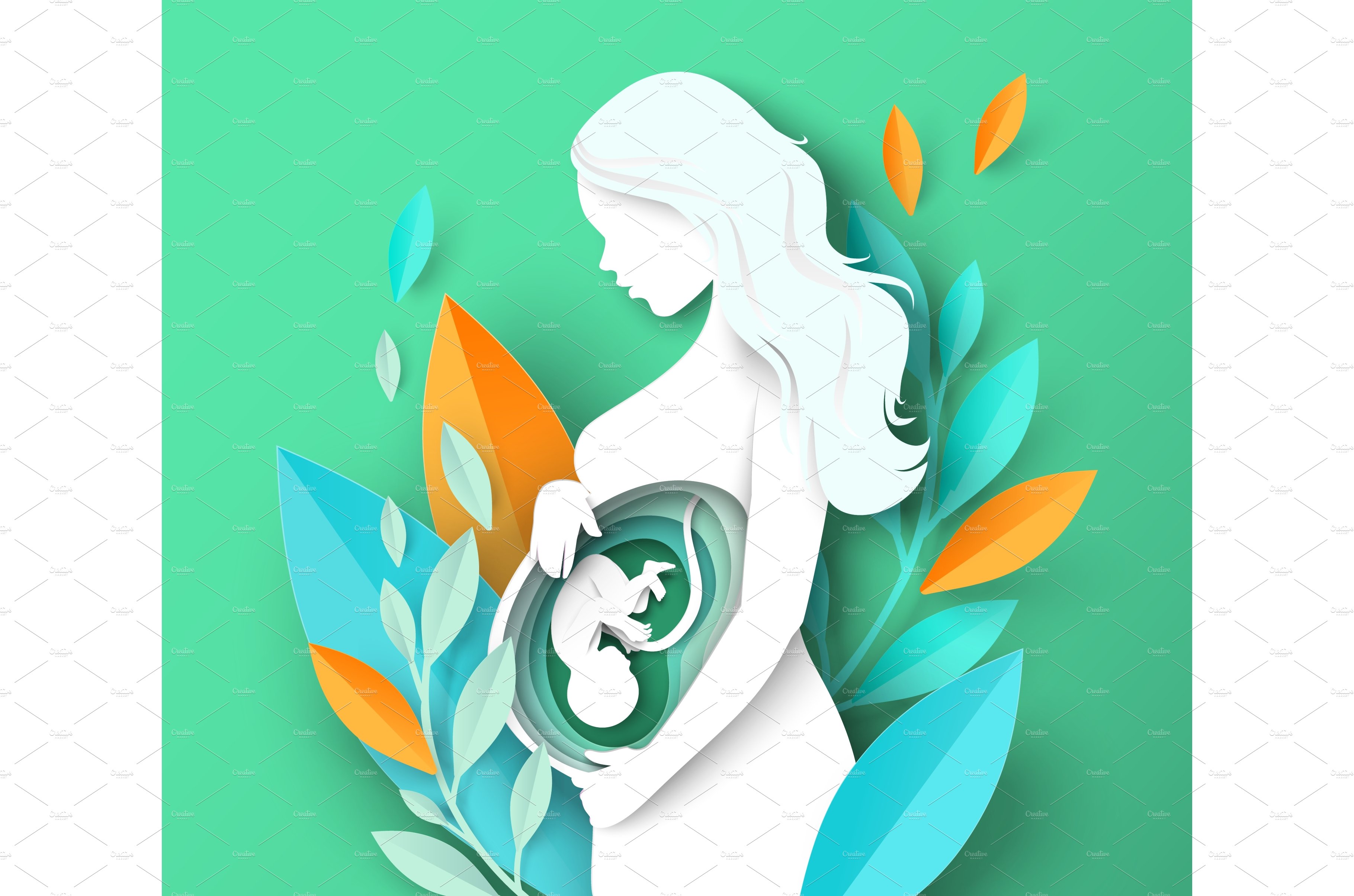 Pregnant woman with baby fetus paper cover image.
