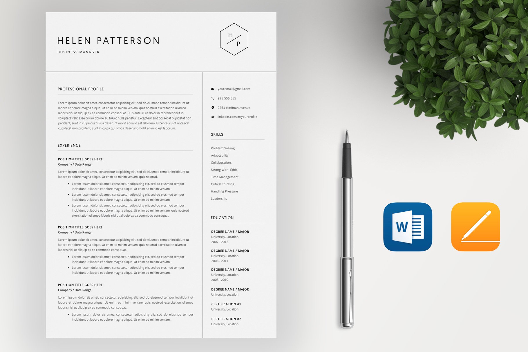 Resume Template and Cover Letter preview image.