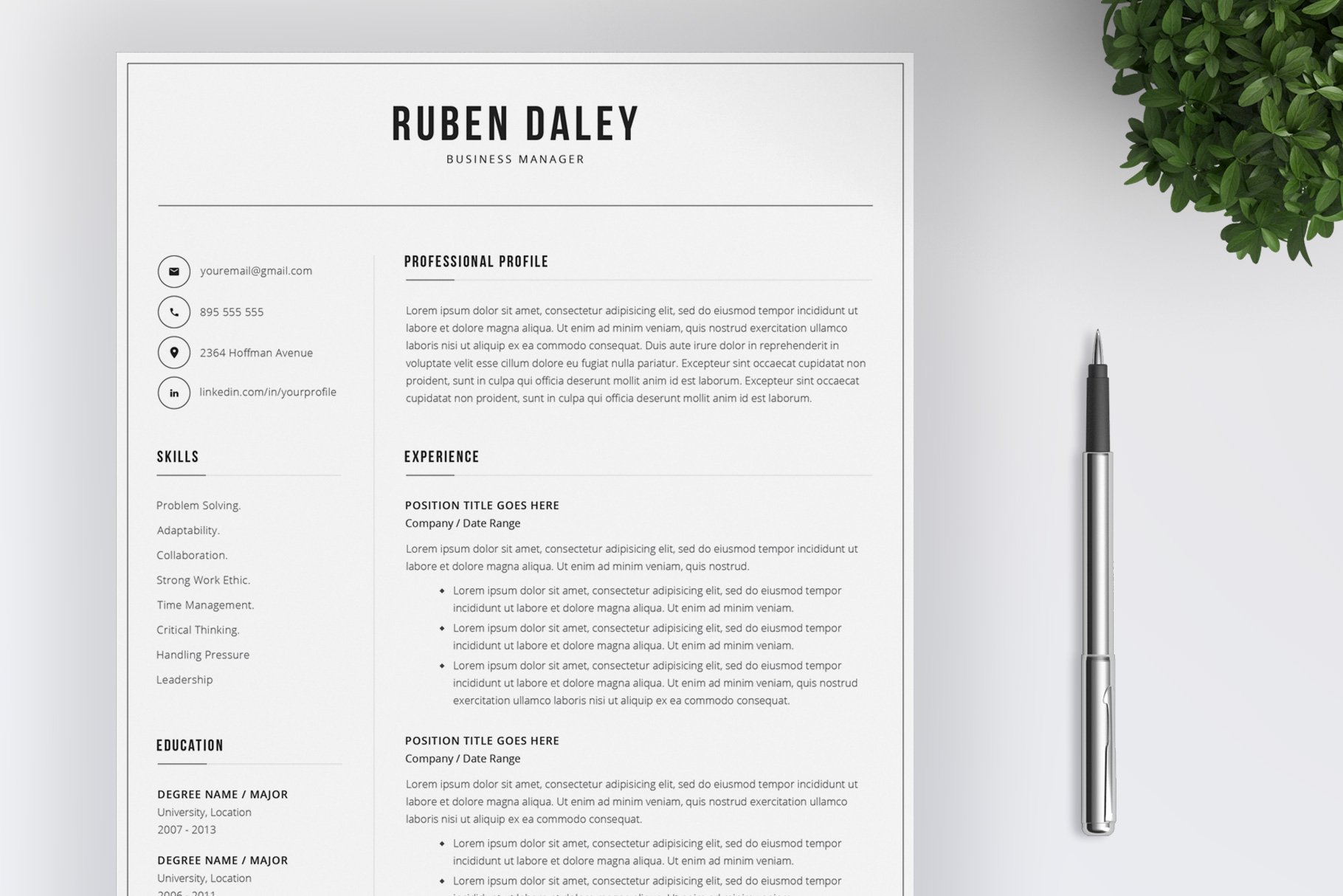 Modern Resume 4 Pages cover image.