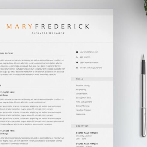 Elegant Resume Template / 4 Pages cover image.