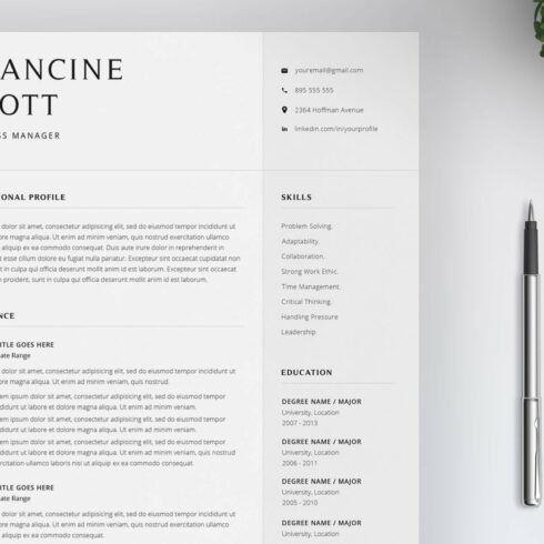 Resume Template / 4 Pages CV cover image.
