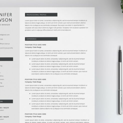 Resume Template Word / 4 pages cover image.