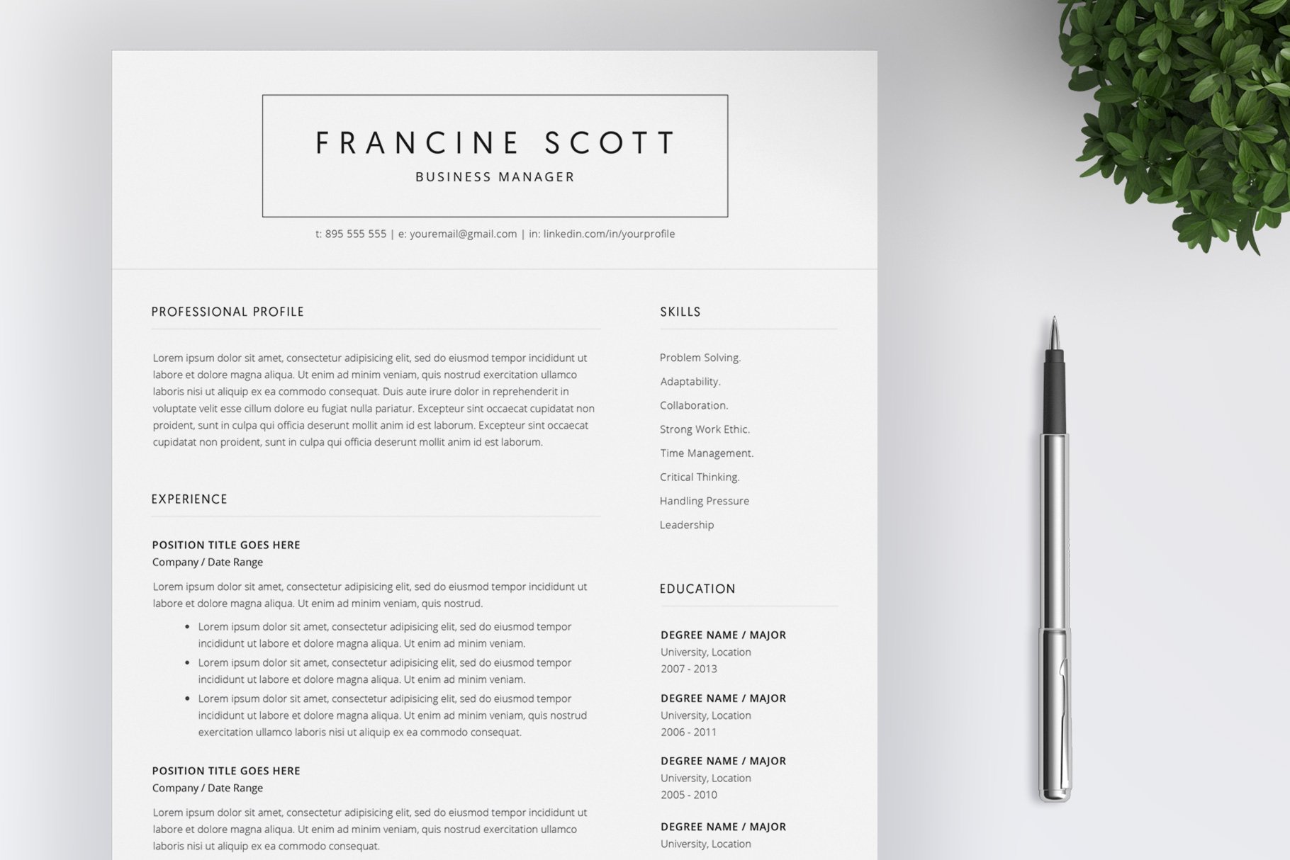 Resume Template / 4 Pages Template cover image.