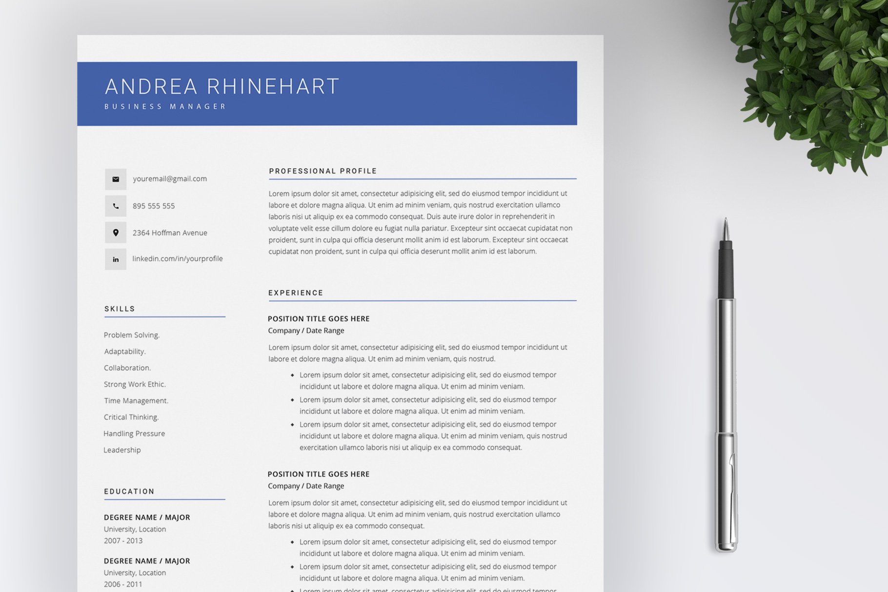 Clean Resume Template / 4 pages cover image.