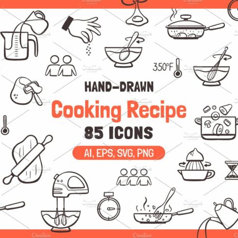 Cooking Recipe Doodle Icons cover image.