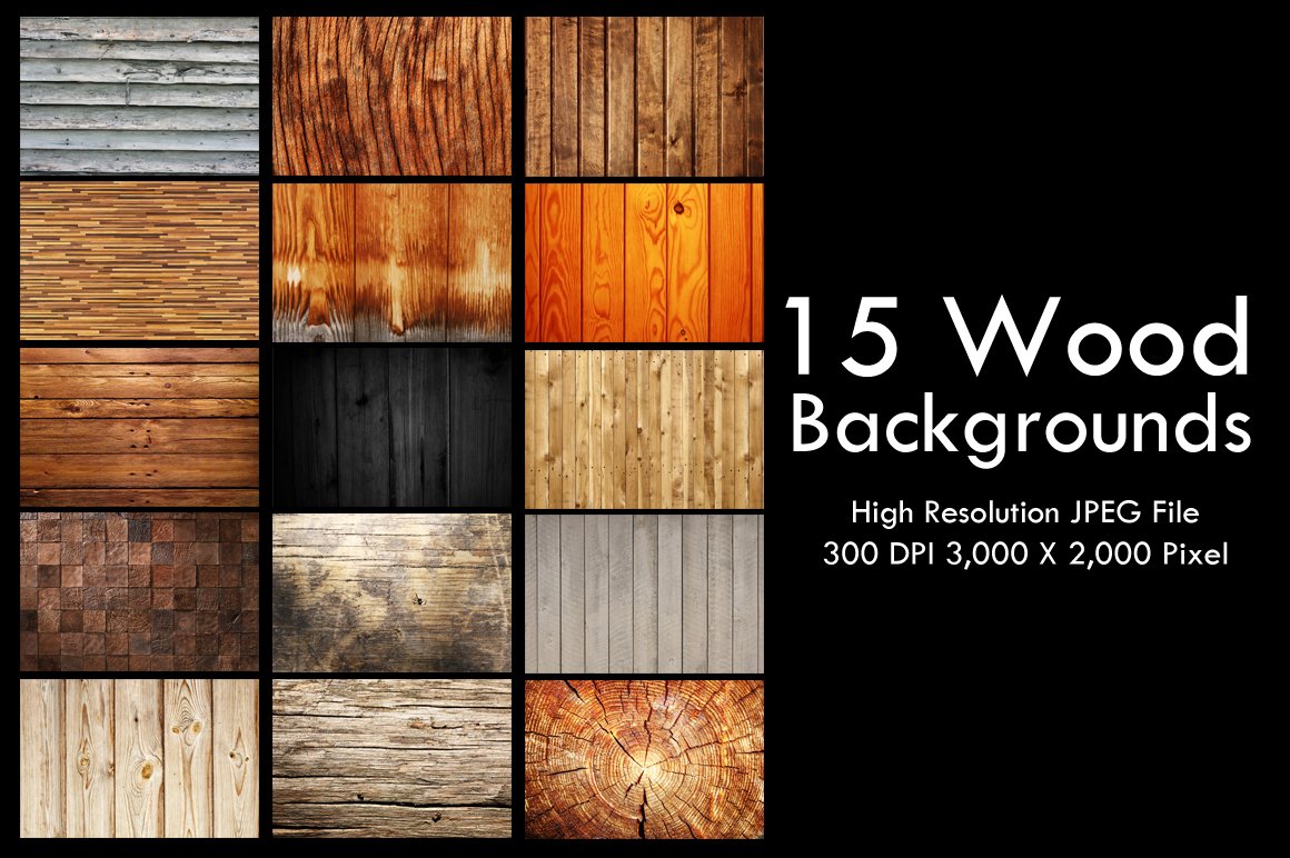 15 Wood Backgrounds cover image.