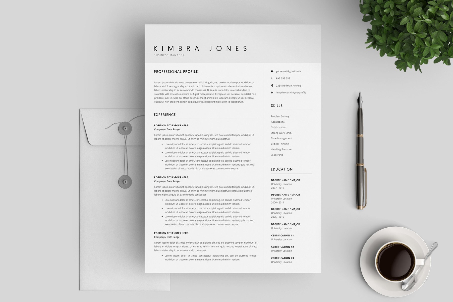 Resume Template / 4 Pages CV preview image.