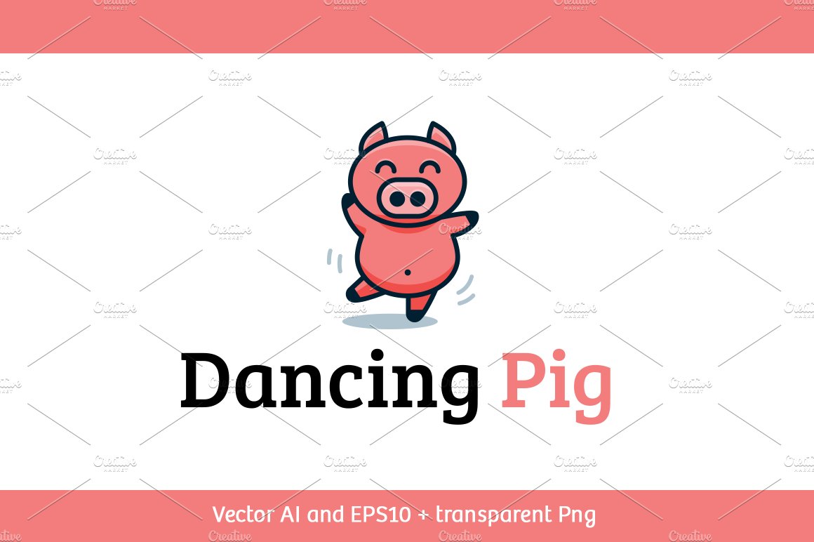 Dancing Pig Vector Logo Mascot cover image.