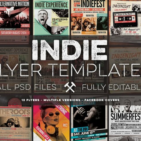12 Indie Flyers Bundle + FB Covers cover image.