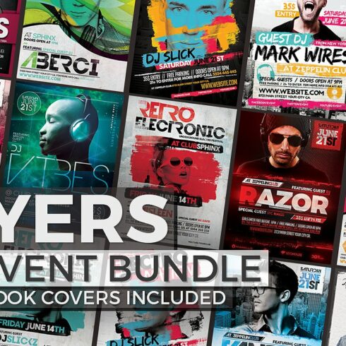 12 DJ Event Flyers + FB Covers cover image.