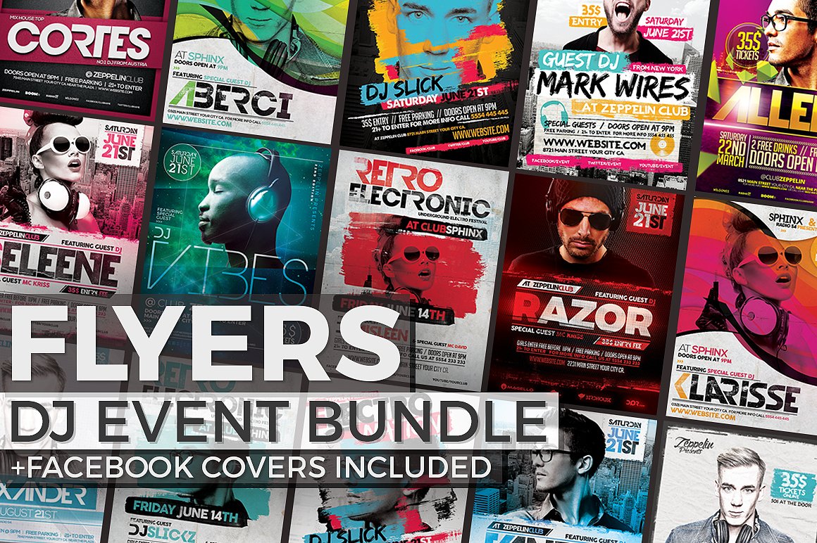 12 DJ Event Flyers + FB Covers cover image.