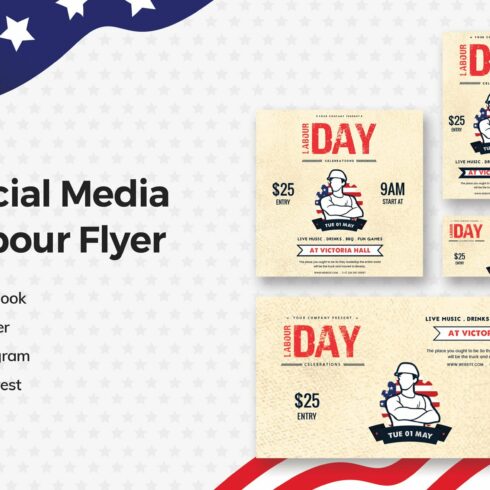 Labour Day Social Media Template cover image.