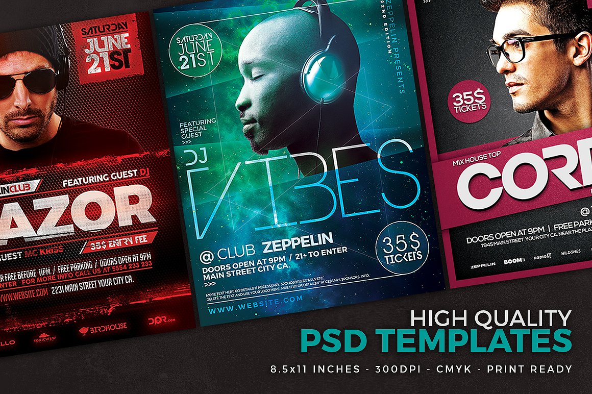 12 DJ Event Flyers + FB Covers preview image.