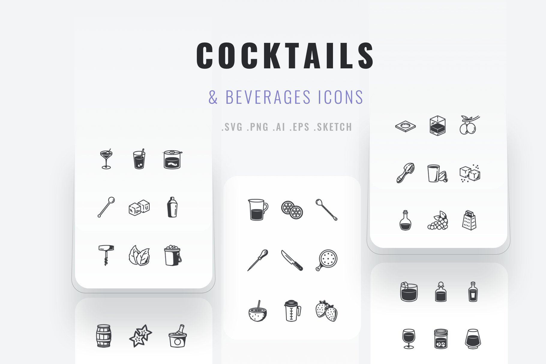 Cocktail & Beverages Icons preview image.