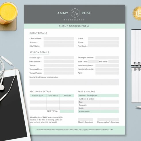 Client Booking Form Template CBF002 cover image.