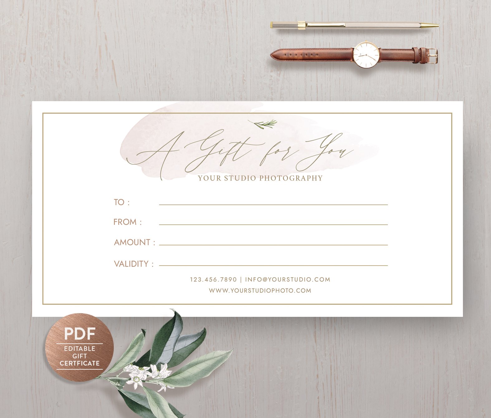 Editable PDF Gift Certificate GC007 cover image.