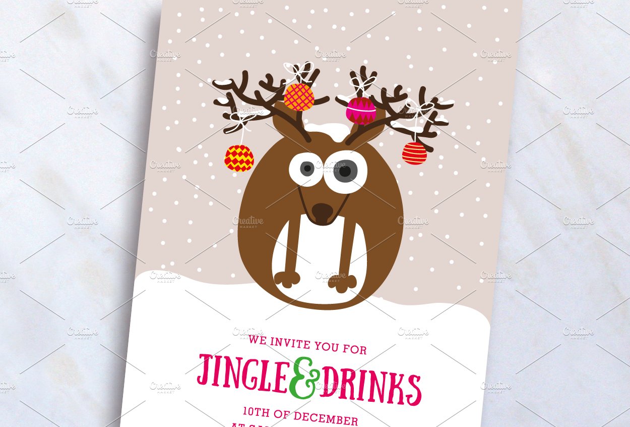 Reindeer Christmas Invite cover image.