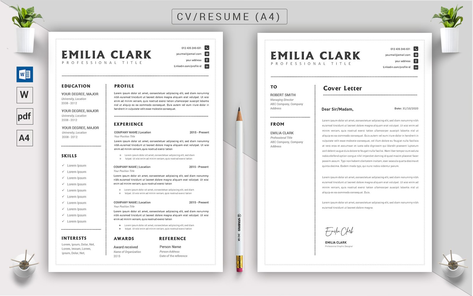 CV Resume Word Docx Template preview image.