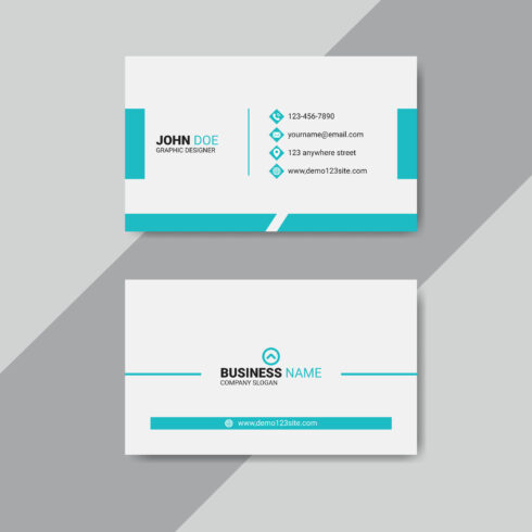 Simple clean blue business card template design cover image.
