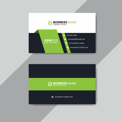 Professional modern green business card template cover image.