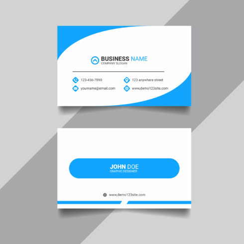 Modern blue business card cover image.