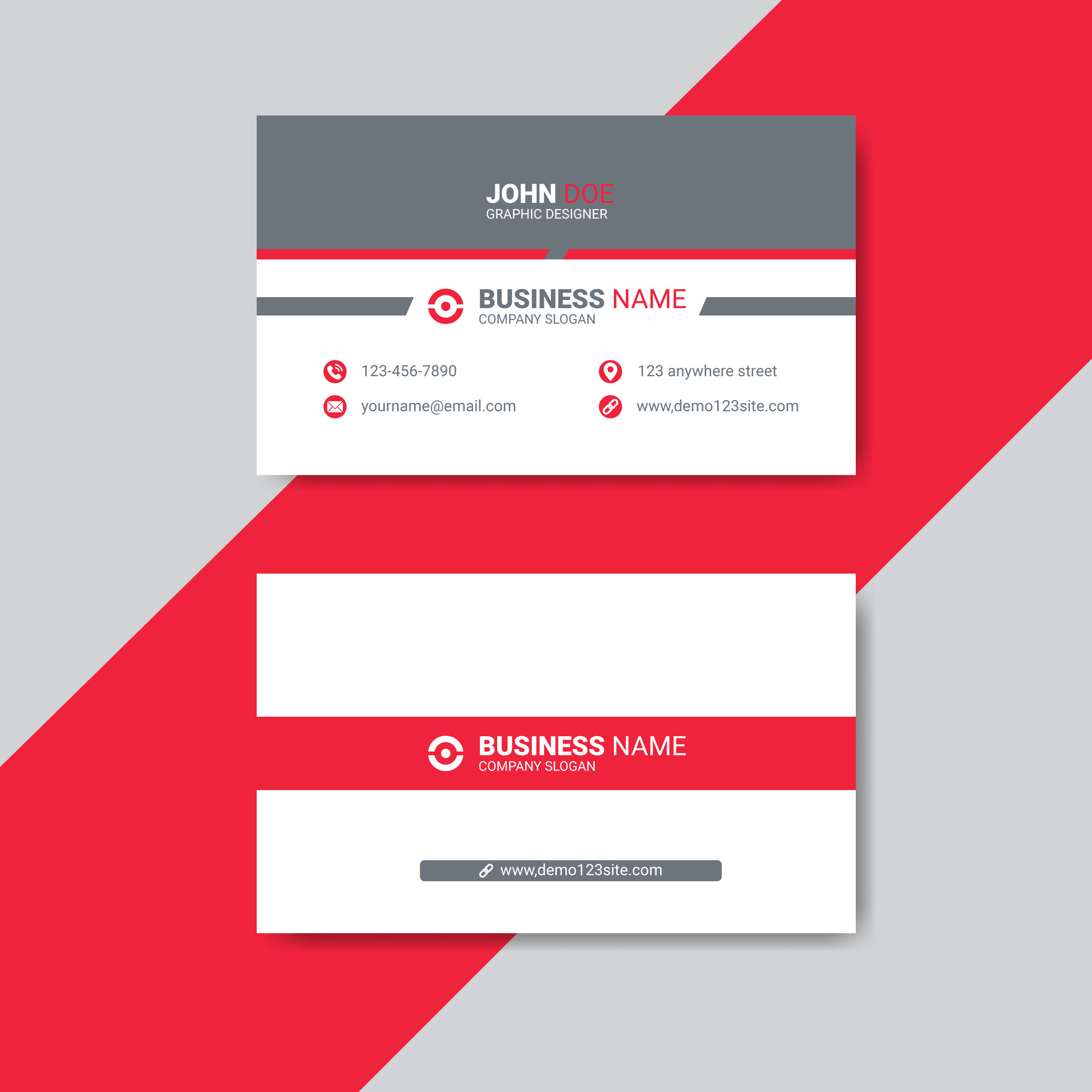 Modern red business card cover image.