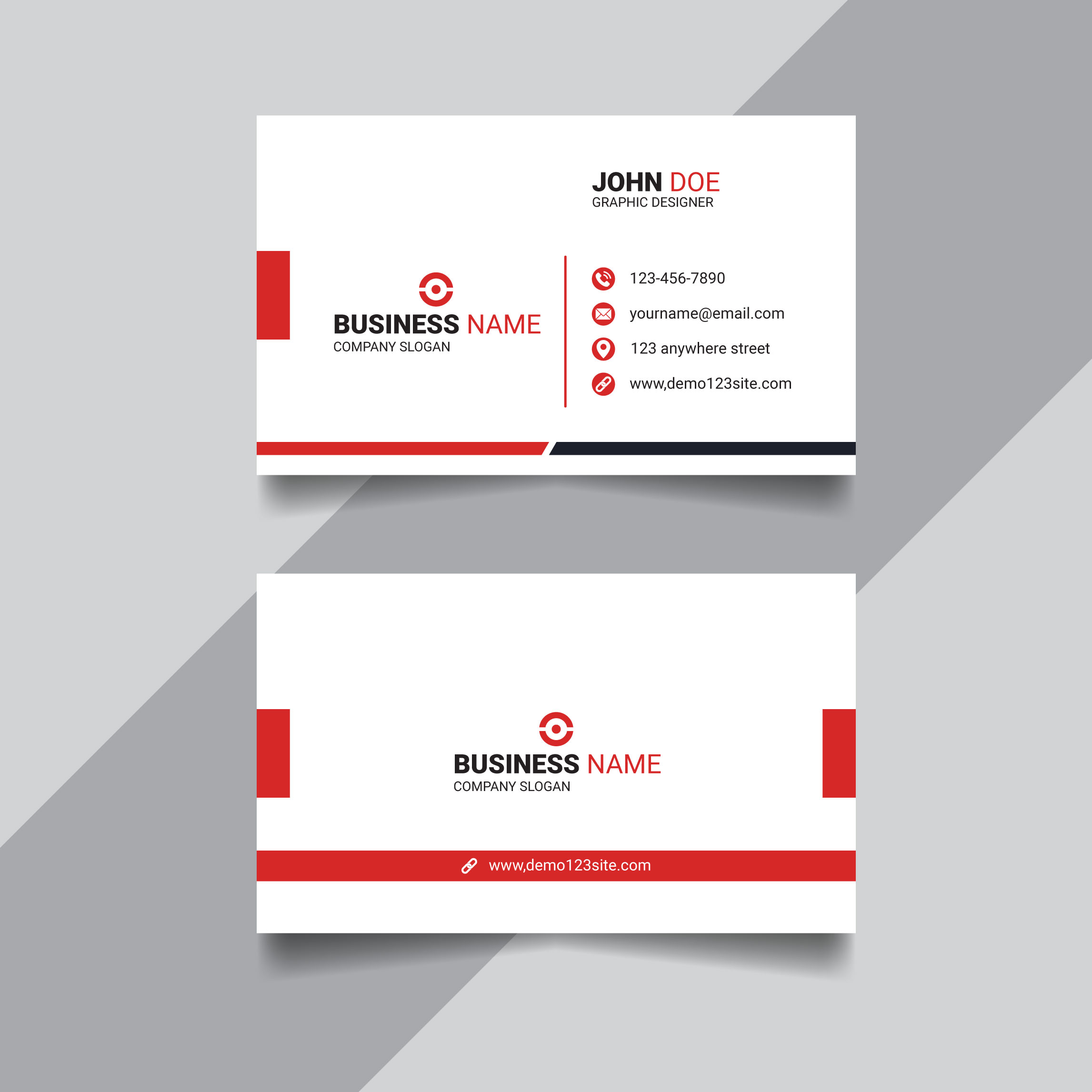 Corporate modern business card, Simple clean business card layout design cover image.