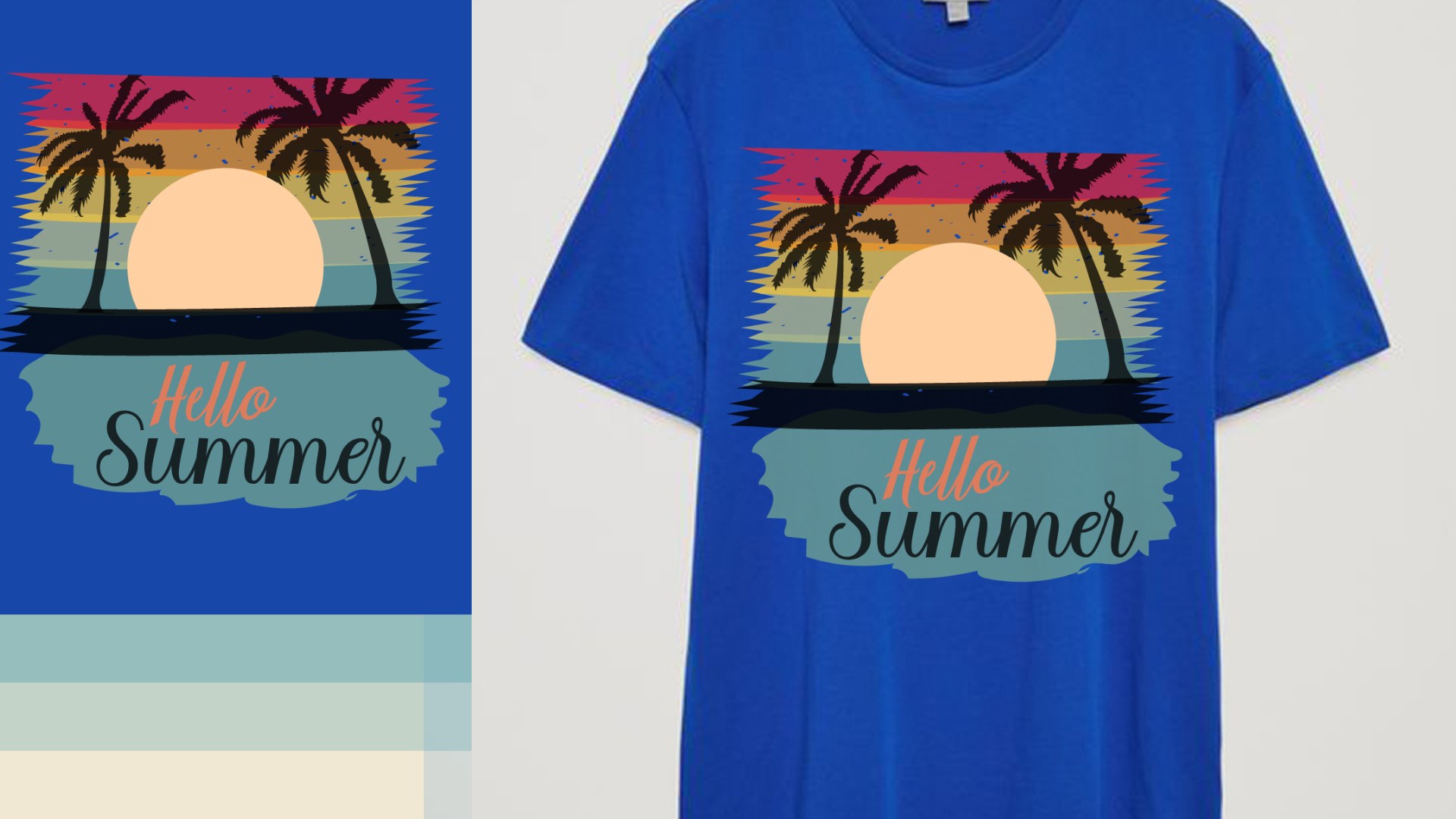 T - shirt with the words hello summer on it.