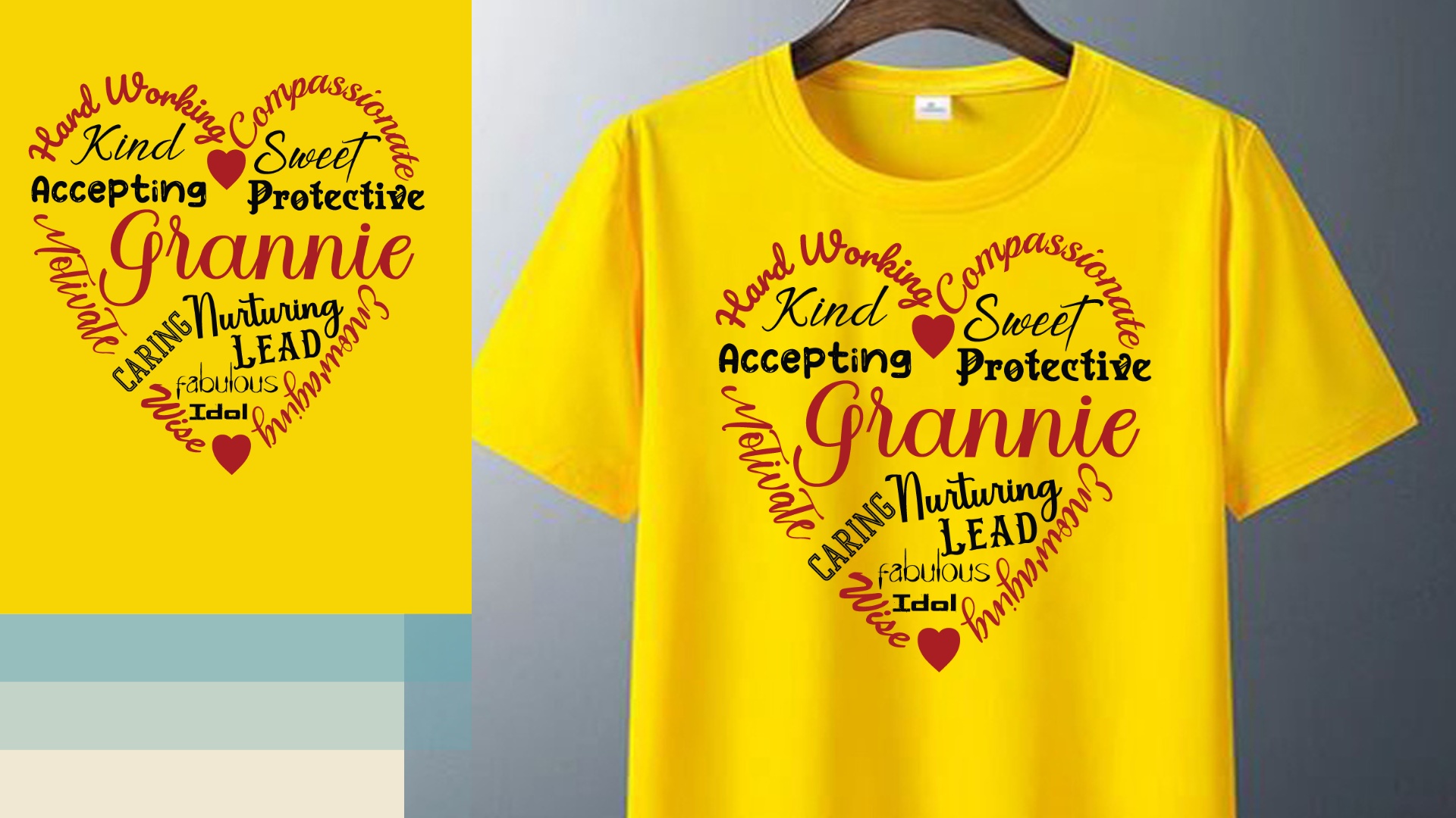 Yellow t - shirt with a graphic of a heart.
