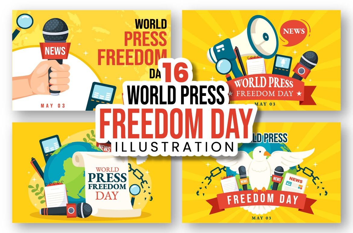 Set of four banners for world press day.