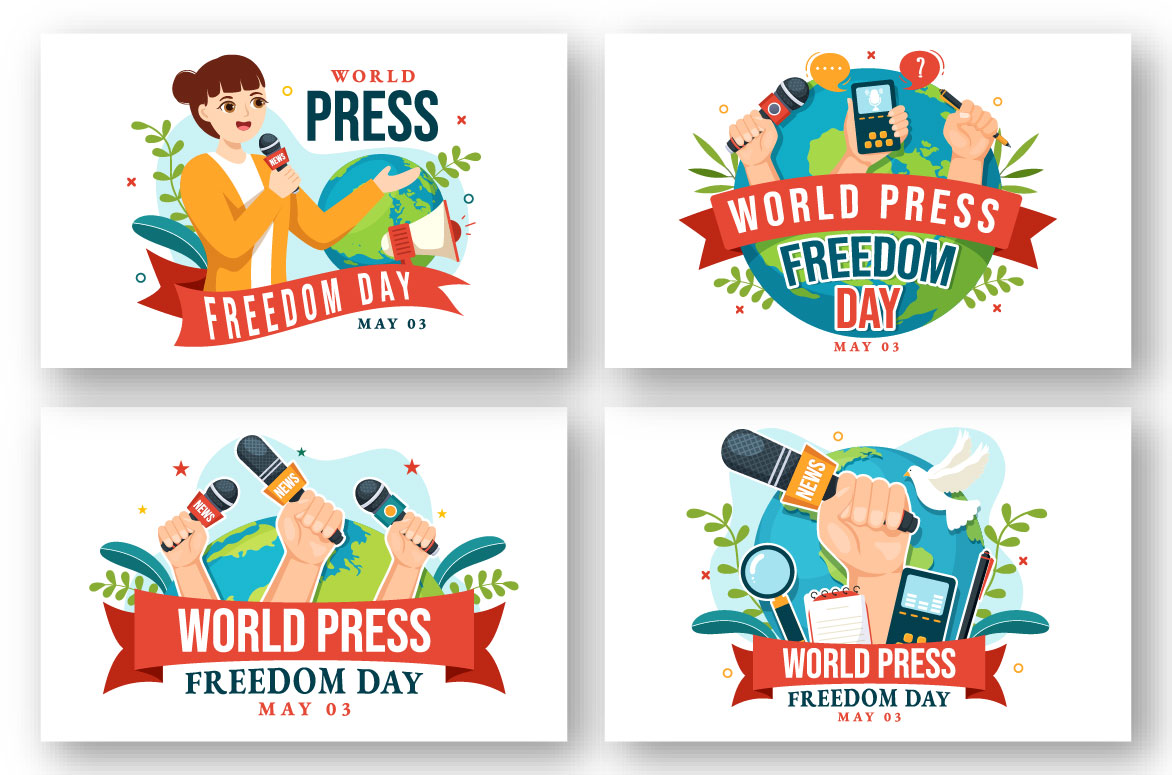 Four different logos for world press day.