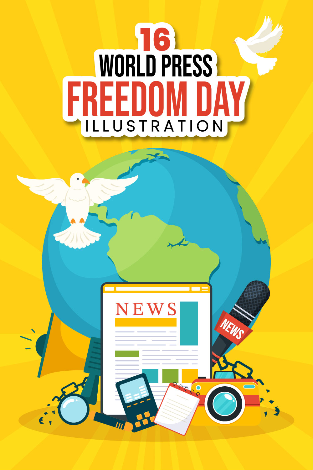 16 World Press Freedom Day Illustration pinterest preview image.