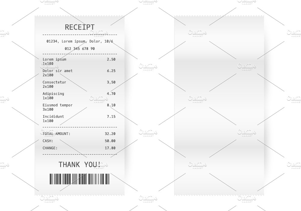 Receipt or bill, payment check blank cover image.