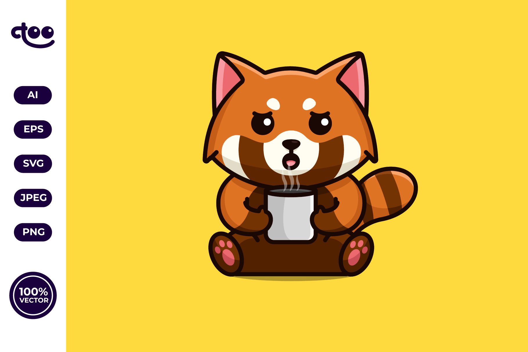 Cute red panda drink coffee cover image.