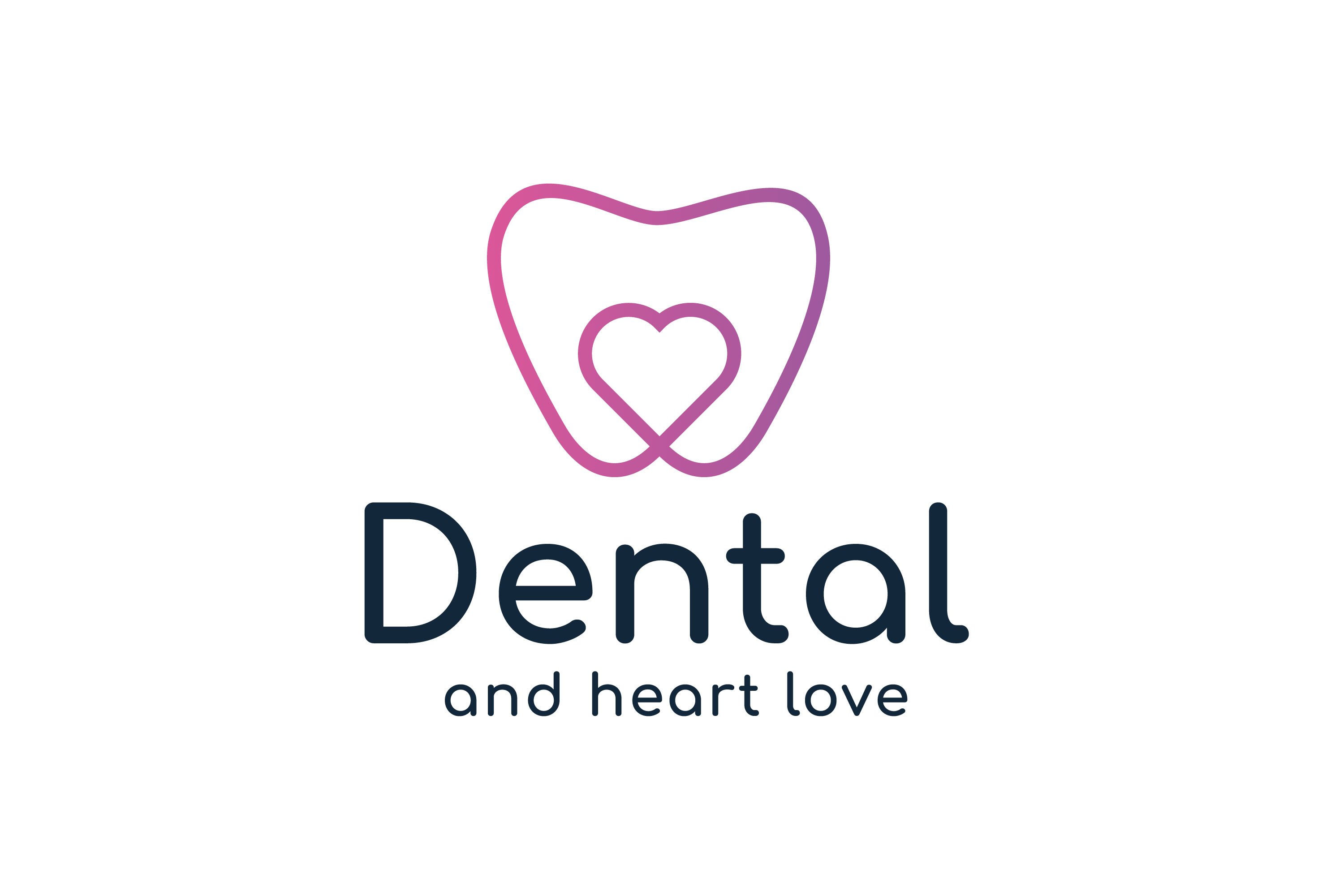 Tooth and heart, dental logo design cover image.