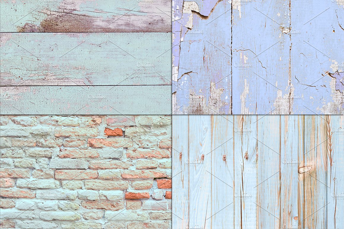 Shabby wood and brick wall texture preview image.