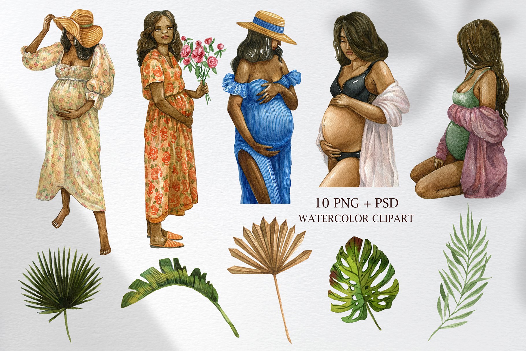 Watercolor pregnancy illustration preview image.