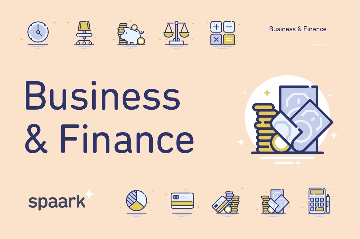 Spaark Business & Finance (20 icons) cover image.