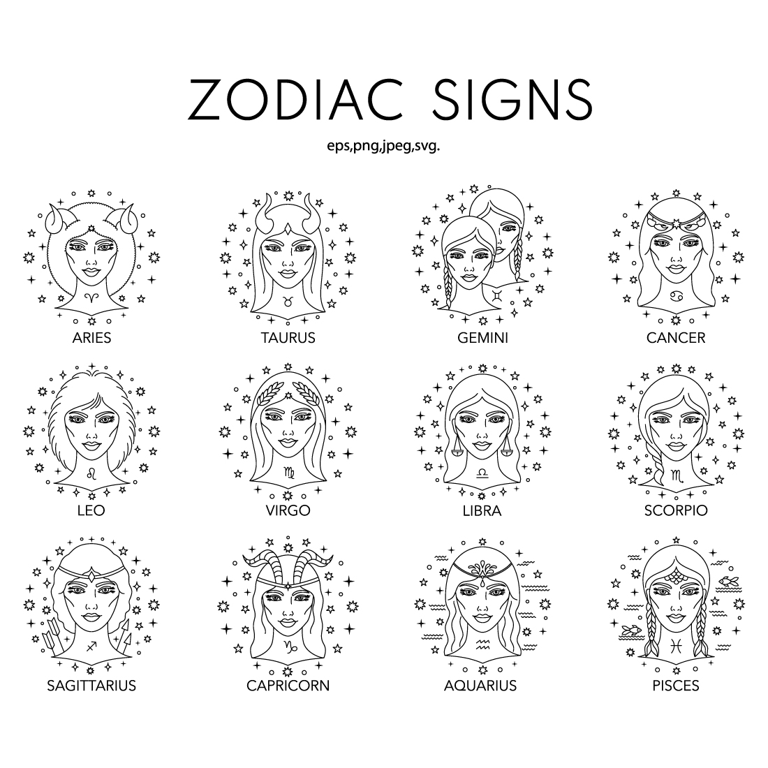 Zodiac signs preview image.