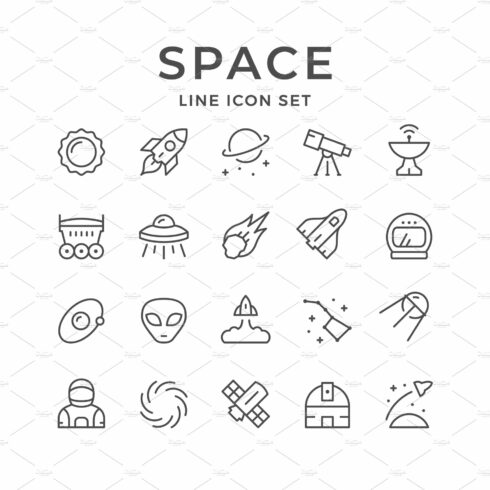 Set Line Icons of Space cover image.