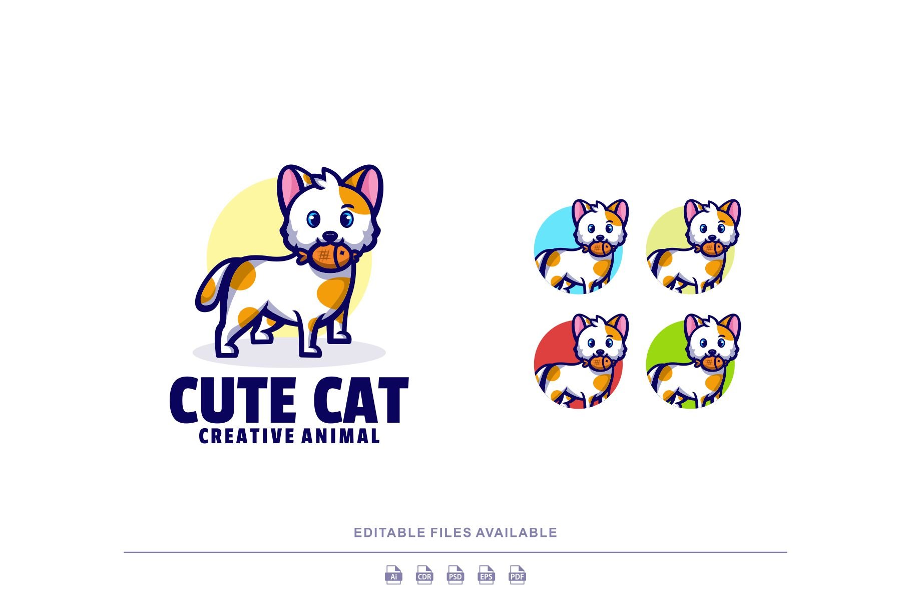 Cute Cat Cartoon Mascot Logo cover image.