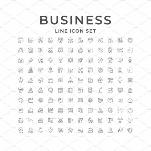 Set line icons of business cover image.