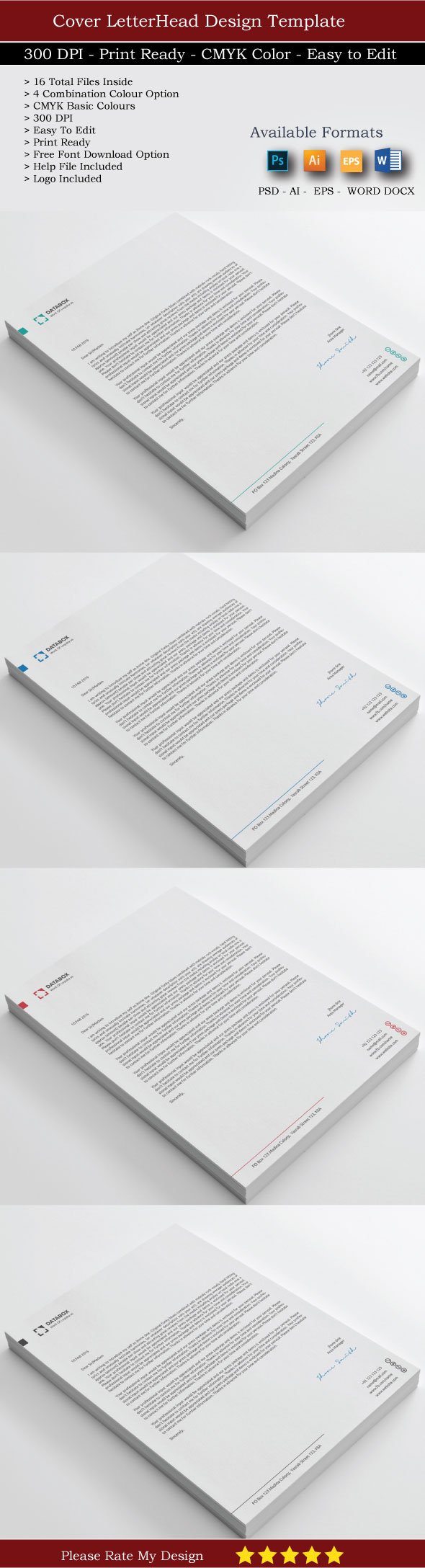 Data box Letterheads with MS Word preview image.