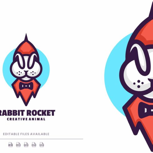 Rabbit with Rocket Color Mascot Logo cover image.