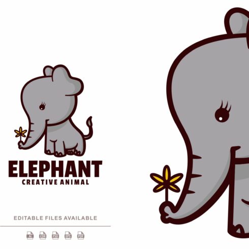 Elephant Cute Cartoon Logo cover image.