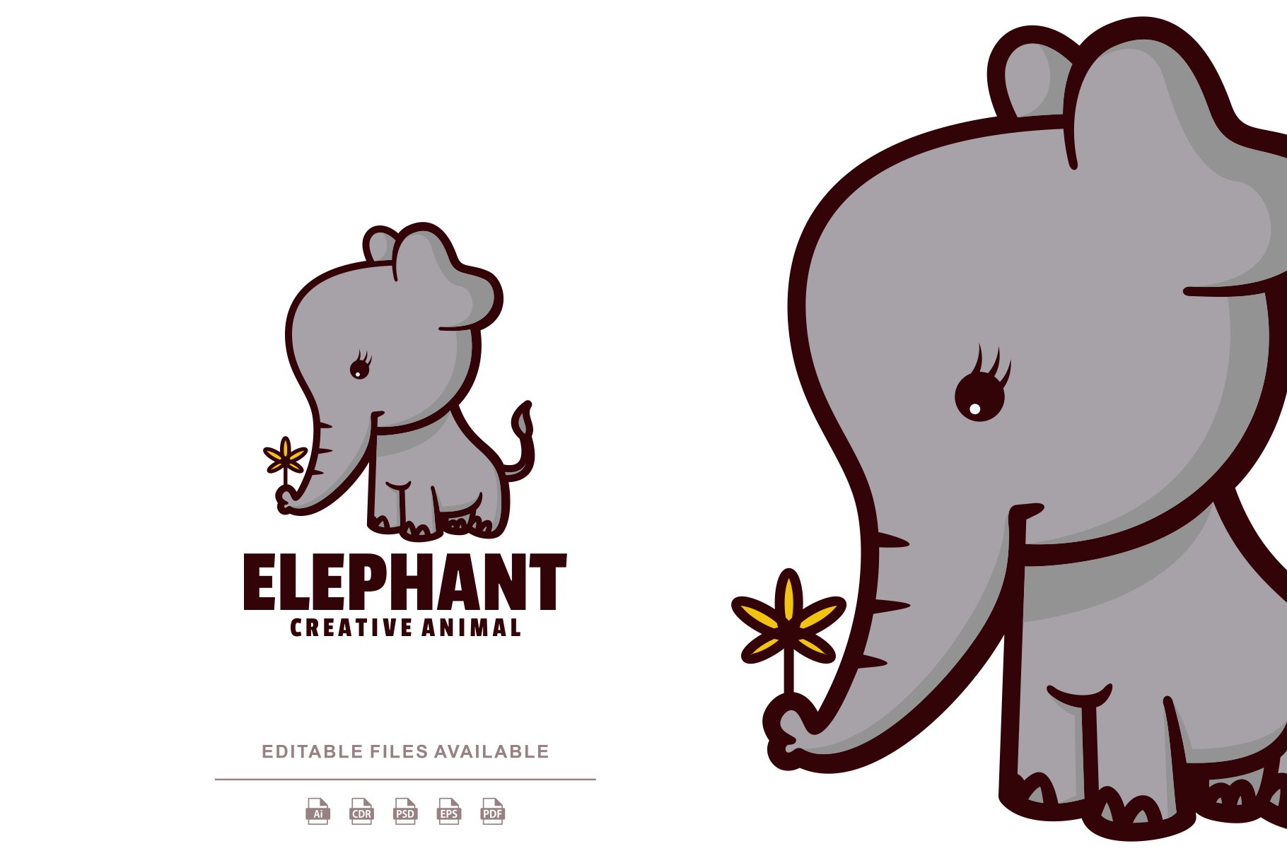 Elephant Cute Cartoon Logo cover image.