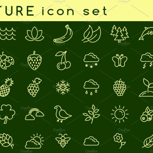 Nature icon set cover image.