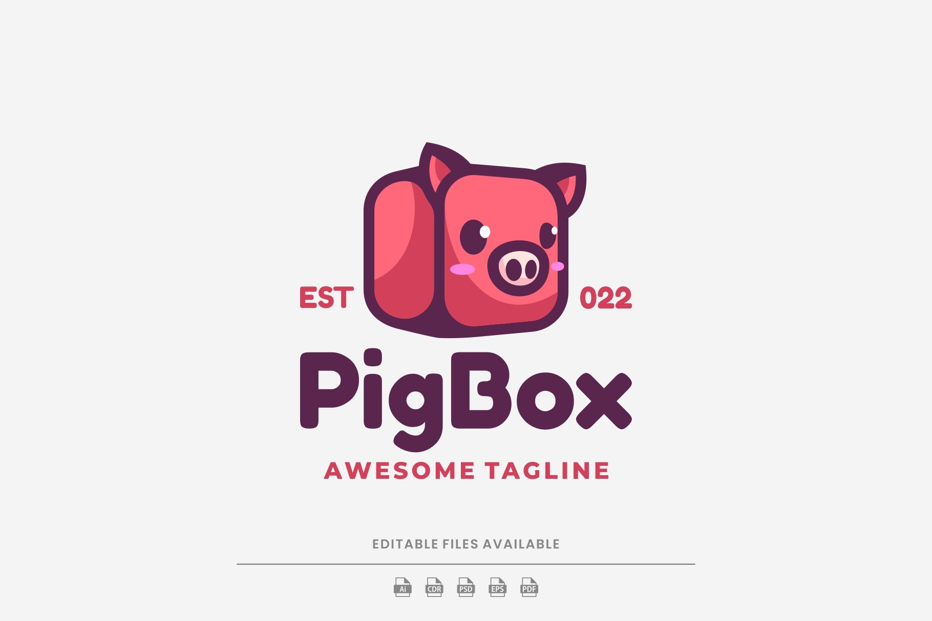 Pig Box Simple Mascot Logo cover image.